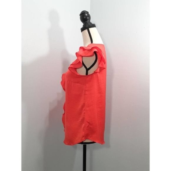 Banana Republic Blouse Ruffles Coral Orange Size XS - Picture 5 of 7